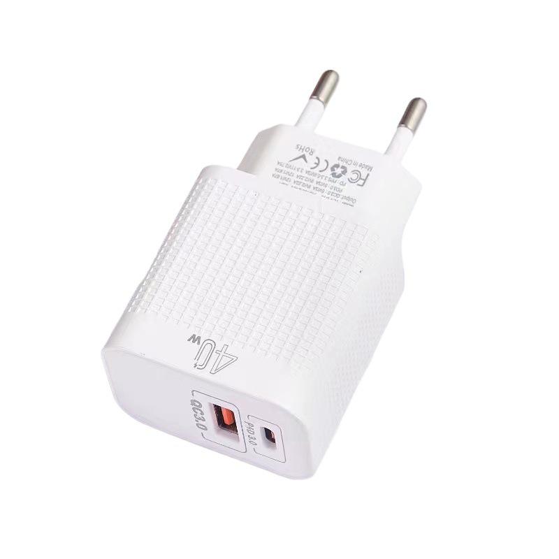 Двухпортовое зарядное устройство 40 Вт (A+C) для Type-C с PPS/VOOC, Поддерживает сверхбыструю зарядку