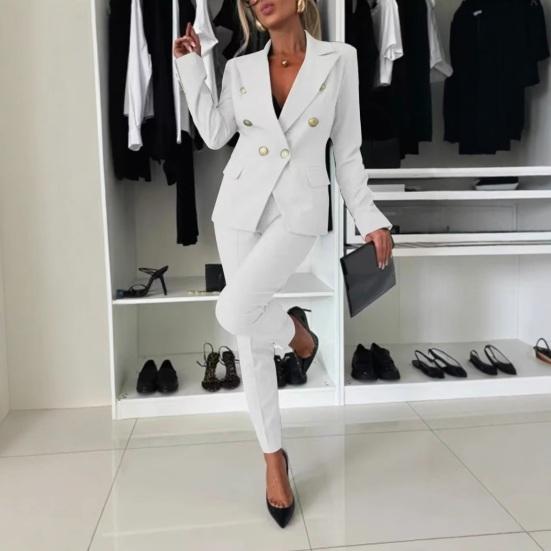 Женский деловой пиджак, брючный костюм, нарядные пиджаки, брюки с высокой талией, комплект из двух частей, официальный наряд для работы в офисе