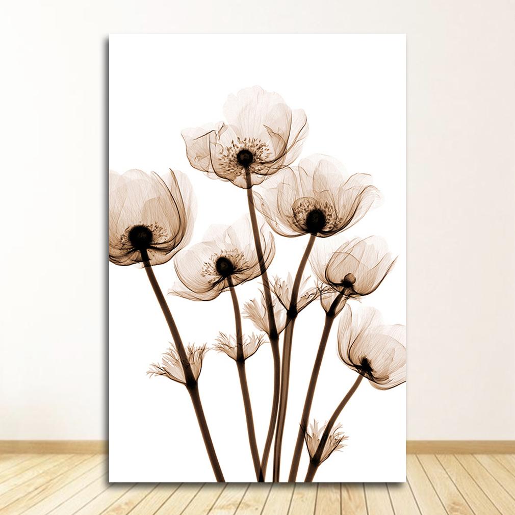 Simple Wall Decor Modern Transparent Flower A4 Canvas Painting Art Print Picture Home Decoration