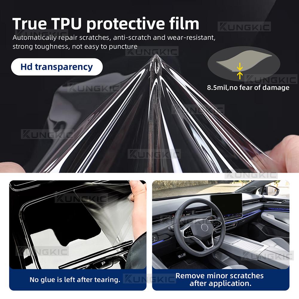 Пленка TPU для VW Volkswagen ID.7 2023 2024 2025 Панель центральной консоли Экран навигации Защитная пленка TPU для интерьера Защита от царапин