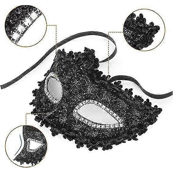 Masquerade Mask Venetian Mask Face Mask Women Masquerade Masks For Women Halloween, Masquerade, Costume Party Masks(1pcs, Black)
