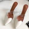 Fashion Women Mules Pointed Toe Slip On Patchwork Hearts Patent Leather Elegant Thin High Heel Slip On Lady Pumps