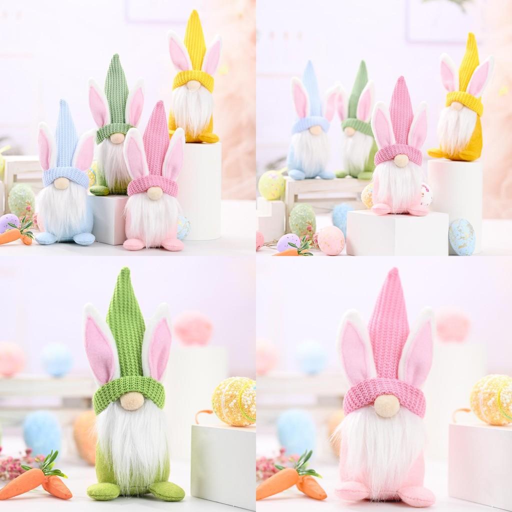 Fabric Easter Bunny Gnome House Accent With Handmade Craft For Seasonal Celebrations
