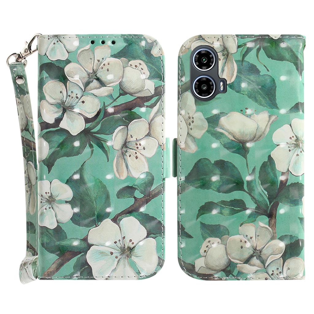 For Motorola Moto E14 4G/G04 4G/G04s 4G/G24 4G Cover Pattern Printing PU Leather Wallet Phone Case with Strap