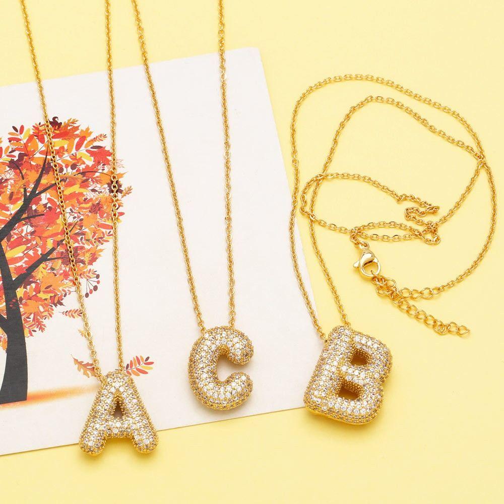 Gold Color 26 Letters Necklace Alphabet Women Sweater Chain A-Z Letter Clavicle Chain Ladies