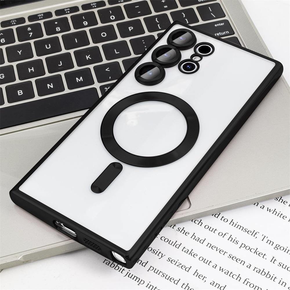 Прозрачный чехол с покрытием для Samsung Galaxy S24 S23 S22 S21 S20 FE Ultra Plus Note 20 Ultra MagSafe, чехол для беспроводной зарядки