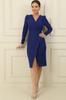 Double Breasted Single Collar Bead Detailed Half Lined Wrap Dress