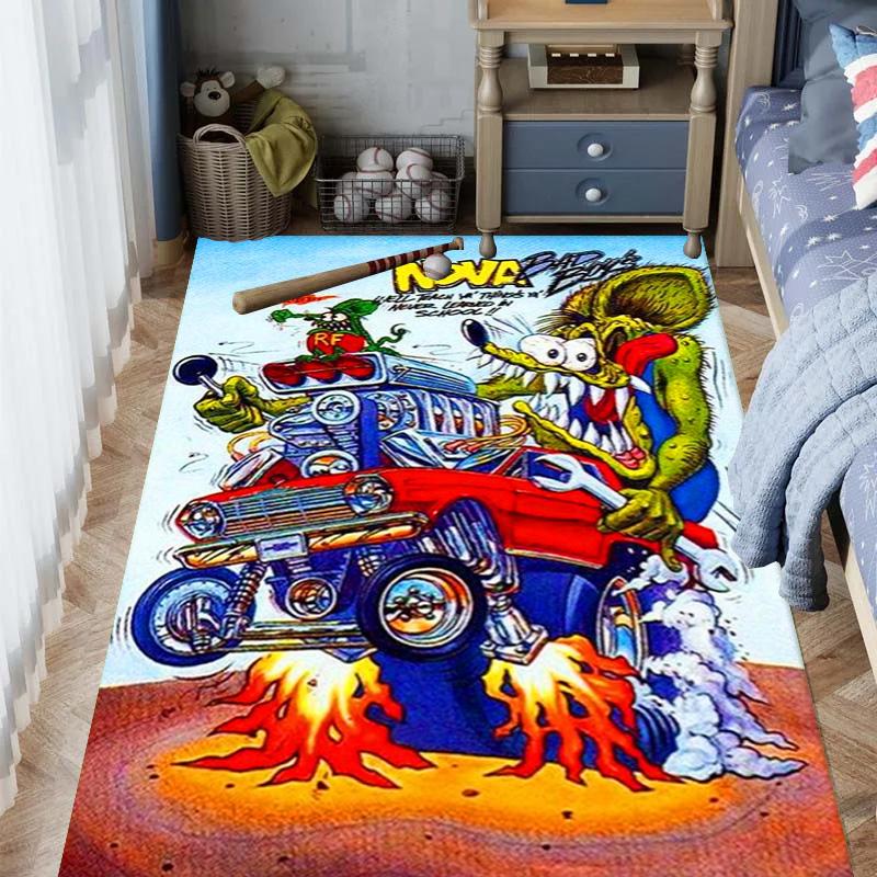 Rat Fink: Wild Ride World Kustom Cars carpet printing Suitable for all seasons Protective pad Doormat Bathroom mat
