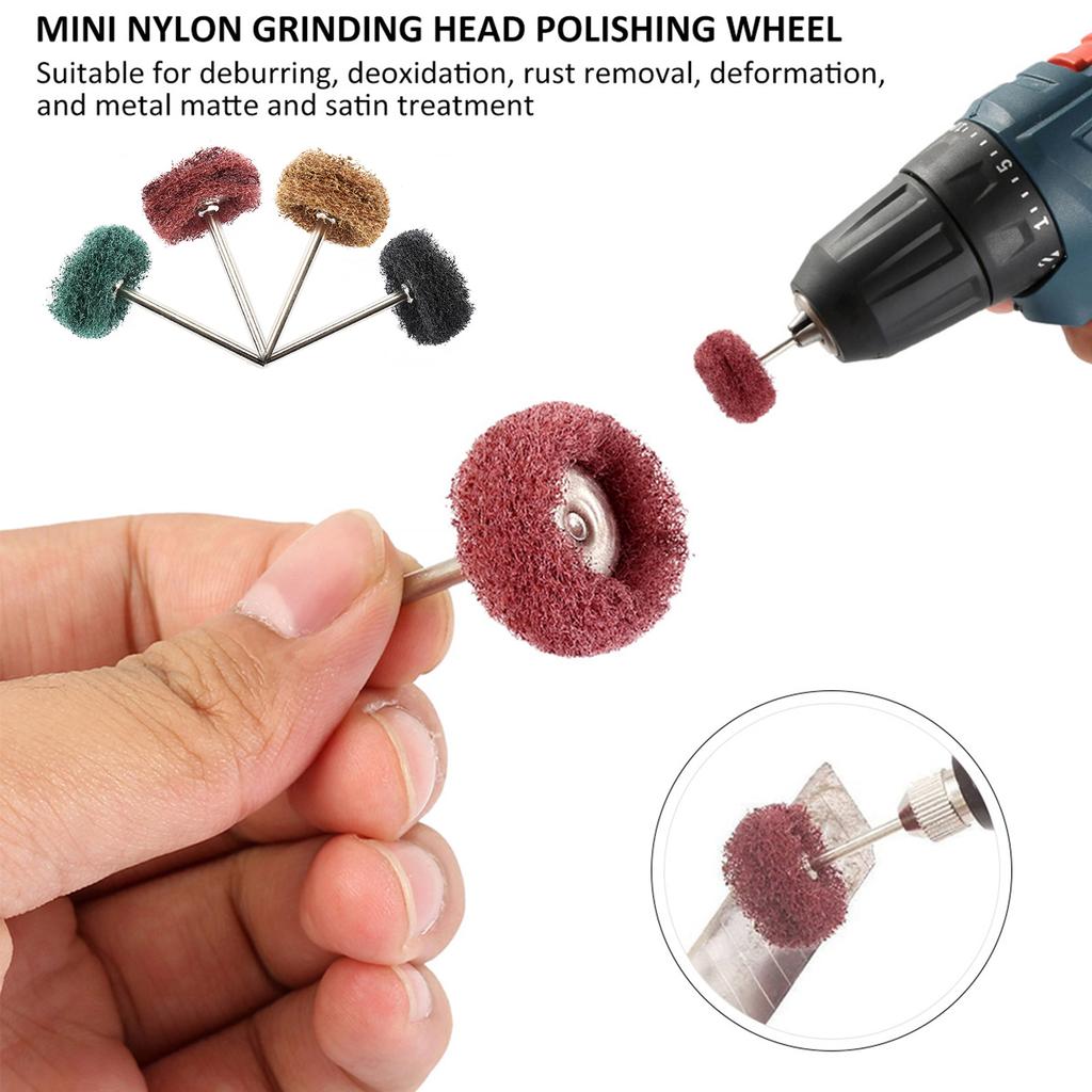 40/80 PCS Mini Drill Abrasive Brush Nylon Fiber 25mm Polishing Wheel 3mm Shank for Dremel Accessories Tools Glass Metal Buffing