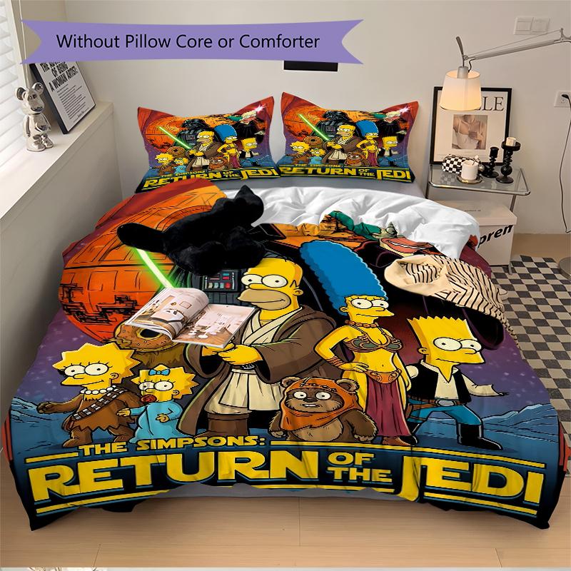 3Pcs Simpsons Jedi Return Poster Bedding Set Quilt Cover Pillowcase Home Christmas Xmas Halloween Gift 1 Duvet Cover 2 Pillowcase S921859