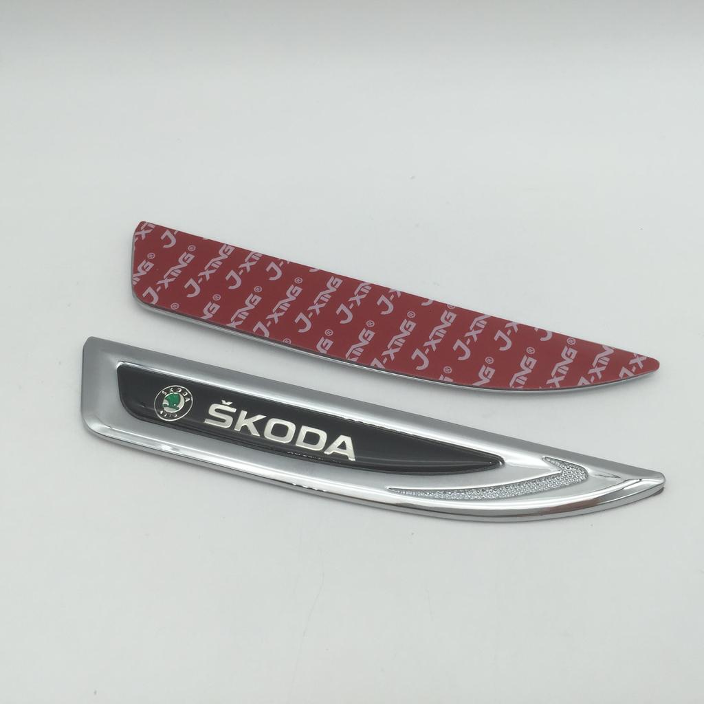 VSF5 2pcs 3D new for SKODA Car Fender side Emblem Badge Decal rear tail bumper trunk Sticker styling Accessories