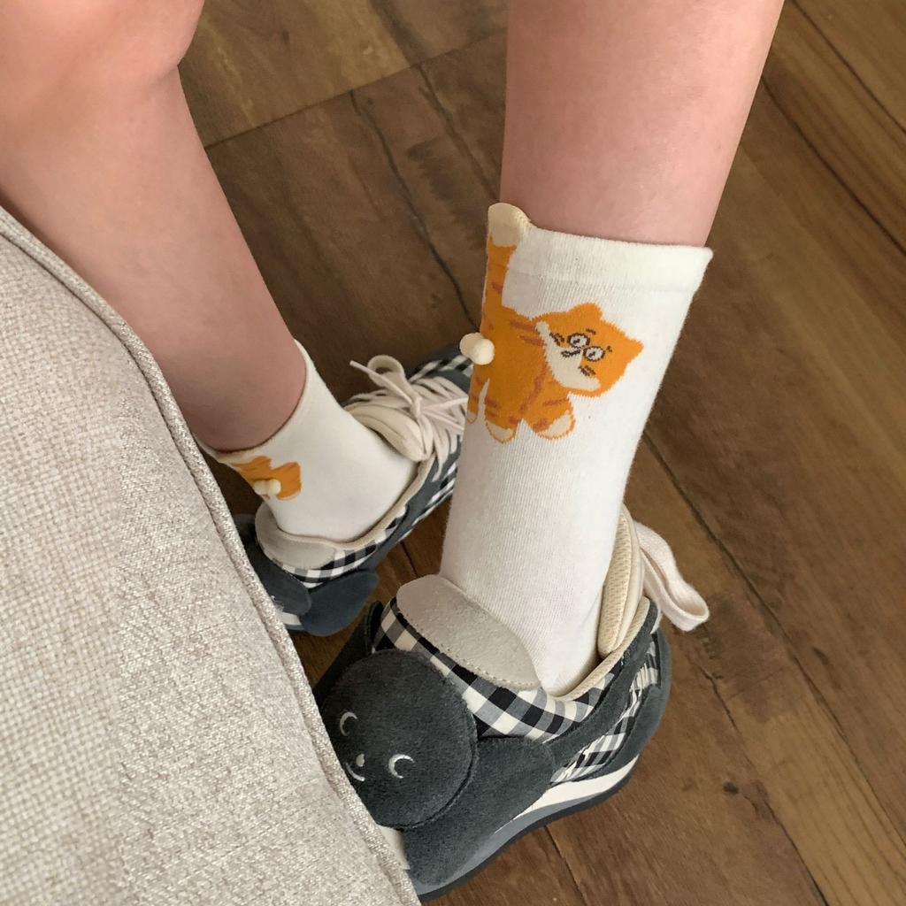 Мультяшные носки-гольфы с котиками, летние, милые, нескользящие, дышащие, женские носки