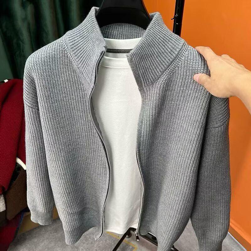 Men's Half-High Collar Zipper Cardigan: Autumn/Winter Loose Casual Knitwear, Korean Style Sweater Jacket