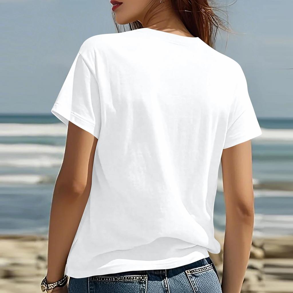 Женская модная футболка с круглым вырезом, повседневная, с ретро-принтом, с короткими рукавами