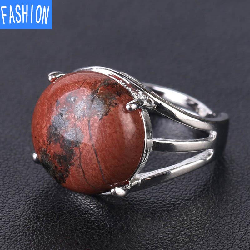 Кольцо с натуральным кристаллом, коготь, натуральный кристалл, выдолбленный, выпуклый, круглый, драгоценный камень, вечеринка