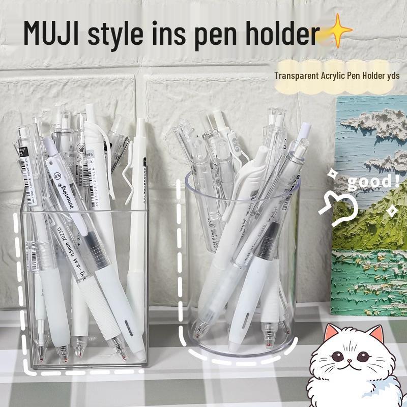 Transparent Acrylic Pen Holder - Children's Multifunctional Desktop Stationery Organizer, Simple Ins Muji Style