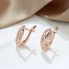 Rose Gold Color Hollow Flower Heart Shape Dangle Earrings for Women Luxury Wedding Fashion Jewelry