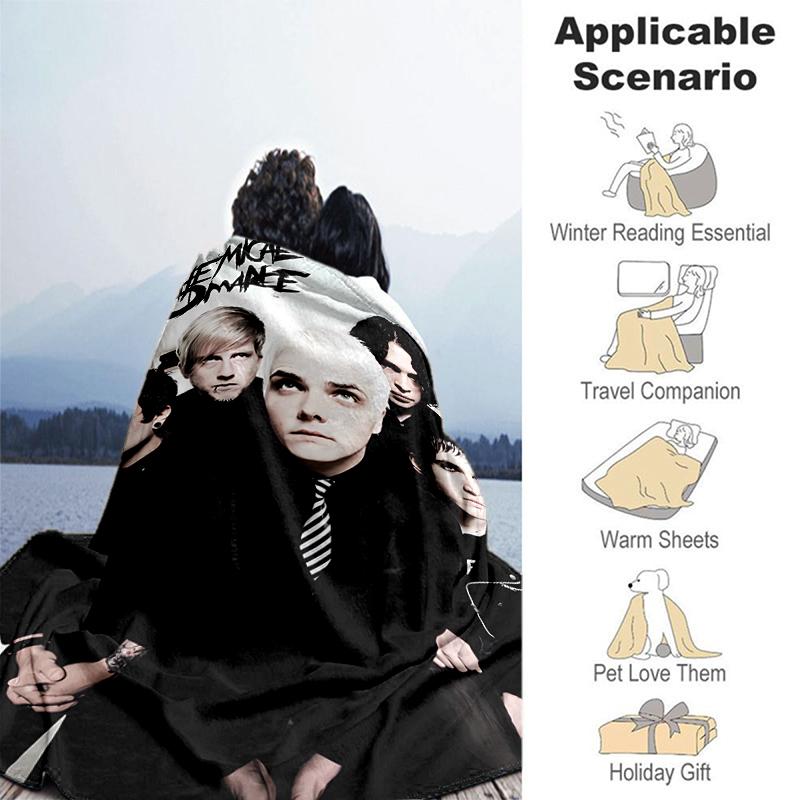 1pc Blanket My Chemical Romance The Black Parade Print Design, Lightweight Blanket for Sofa, Bed- Soft &Warm, Gift for All Seasons like Christmas, Hal