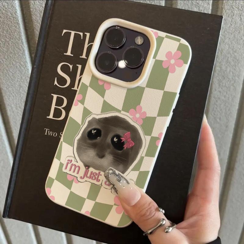 Phone Case For iPhone 17 16 15 14 13 12 11 Pro Max XS XR Plus 17 Air 16 17 Pro Soft Cover Cute Hamster Floral Green Plaid Design