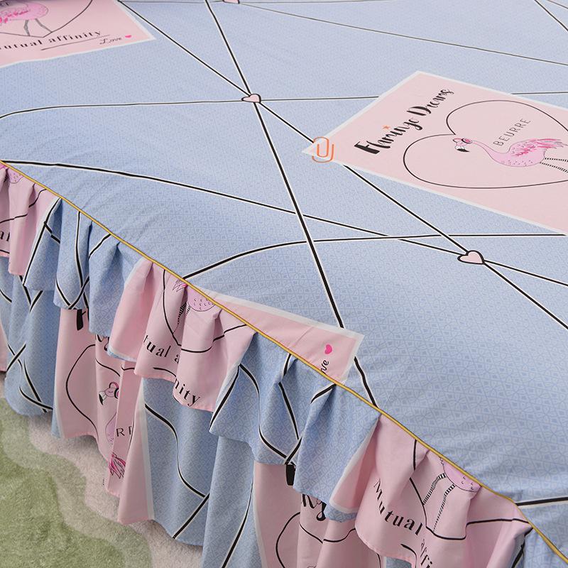 Юбка с рюшами Покрывало Домашний текстиль Юбка-кровать с принтом Одеяла для спальни Покрывала Простыни Пылезащитный чехол Постельные принадлежности с 2 наволочками