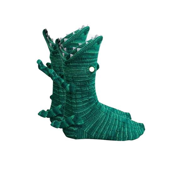 Носки с крокодиловой кожей, новинка, носки-тапочки с изображением кусающих акул/крокодилов, зимние теплые вязаные носки с изображением животных для мужчин и женщин