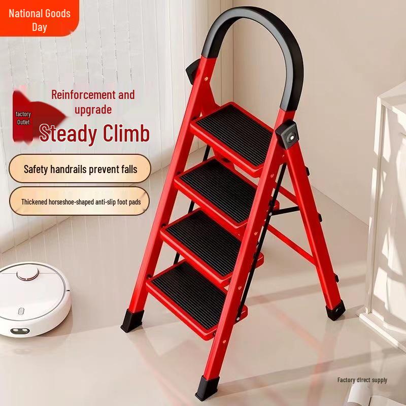 Portable Multi-Functional Four-Step Folding Step Ladder for Indoor Use