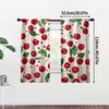 Cartoon Red Cherry Curtains, Fresh Fruit Leaf Dot Pattern White Drapes for Bedroom Kitchen Living Room Farmhouse Home Decor
