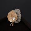 Vintage Maple Leaf Brooch High-End Pearl Corsage Double Leaf Pin Women'S Sweater Blazer Accessories