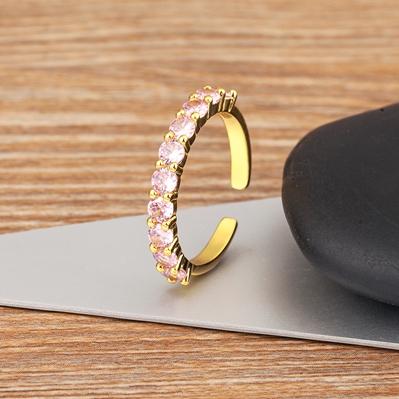 Nidin Top Quality Luxury Gold Plated Shiny Zircon Adjustable Rings for Woman Vintage Open Finger Jewelry Fashion Elegant Gifts