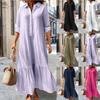 Oversized Button Down Shirt Dress - Solid Color Long Maxi