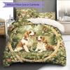 Beagle and Grassland Pattern Bedding Home Decoration Birthday Gift (1 * duvet cover + 2 * pillowcase, without core)