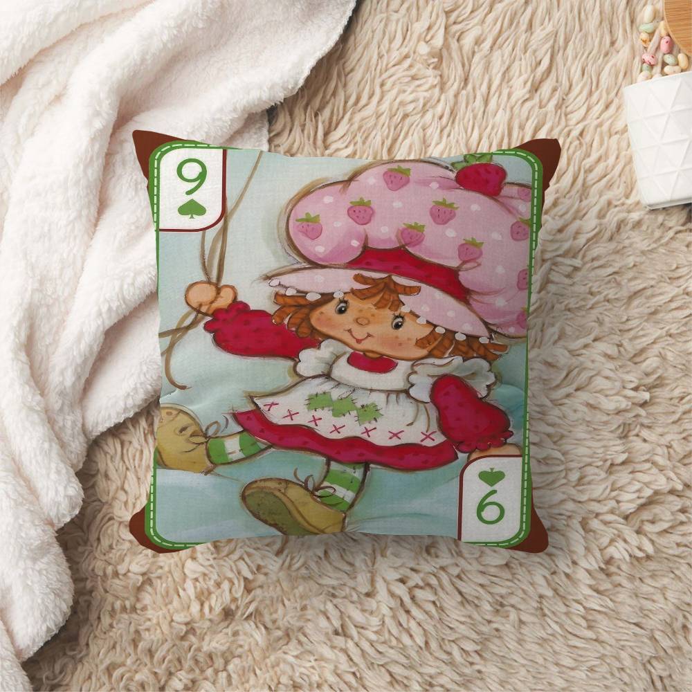 Cartoon Strawberry Shortcake Personalized Pillow Cover Kids Bedroom Wild Party Decor Pillowcase kid Birthday shower Gift