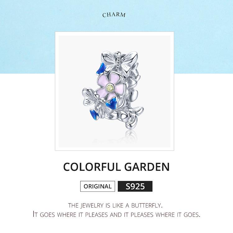 Bamoer 925 Sterling Silver Colorful Garden Metal Beads for Women Jewelry Making Silver Charm for Original Bracelet