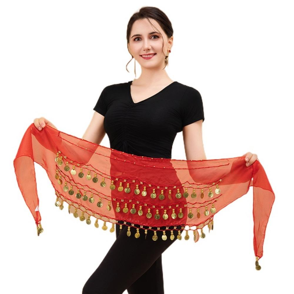 Adjustable Bellydance Waist Chain Gold Color Coins Dancing Waist Belt  Stage Performance