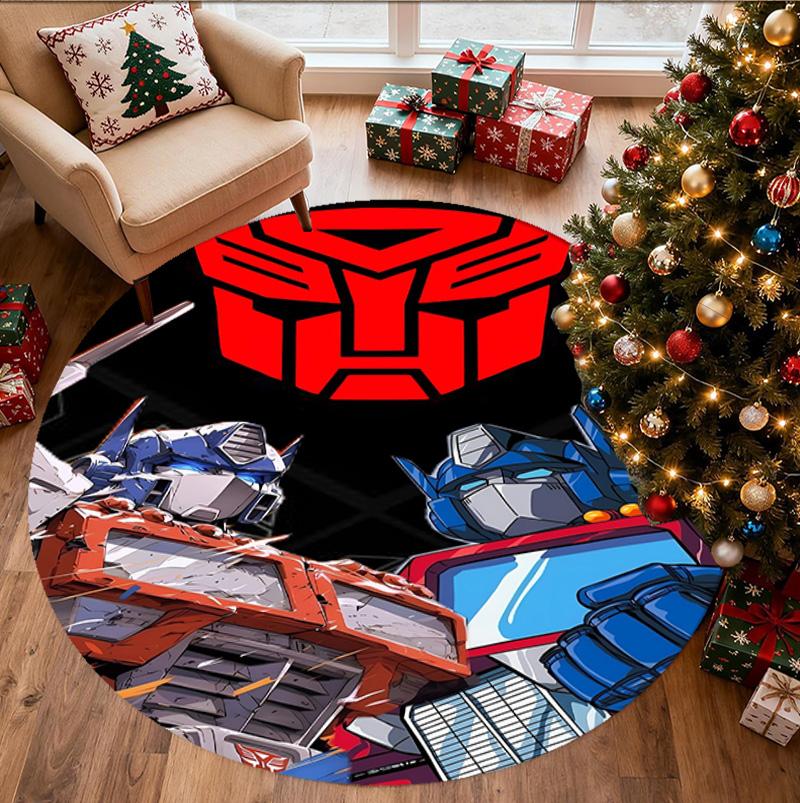 Transformers Pattern Round Rug, Indoor/Outdoor Mat, for Picnic, Gameroom, Bedroom, Office, Living Room, Home Decor Carpet, Birthday Gift