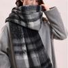 Mohair Plaid Wool Scarf Plush Long Shawl Retro Winter Cashmere Scarves  Student