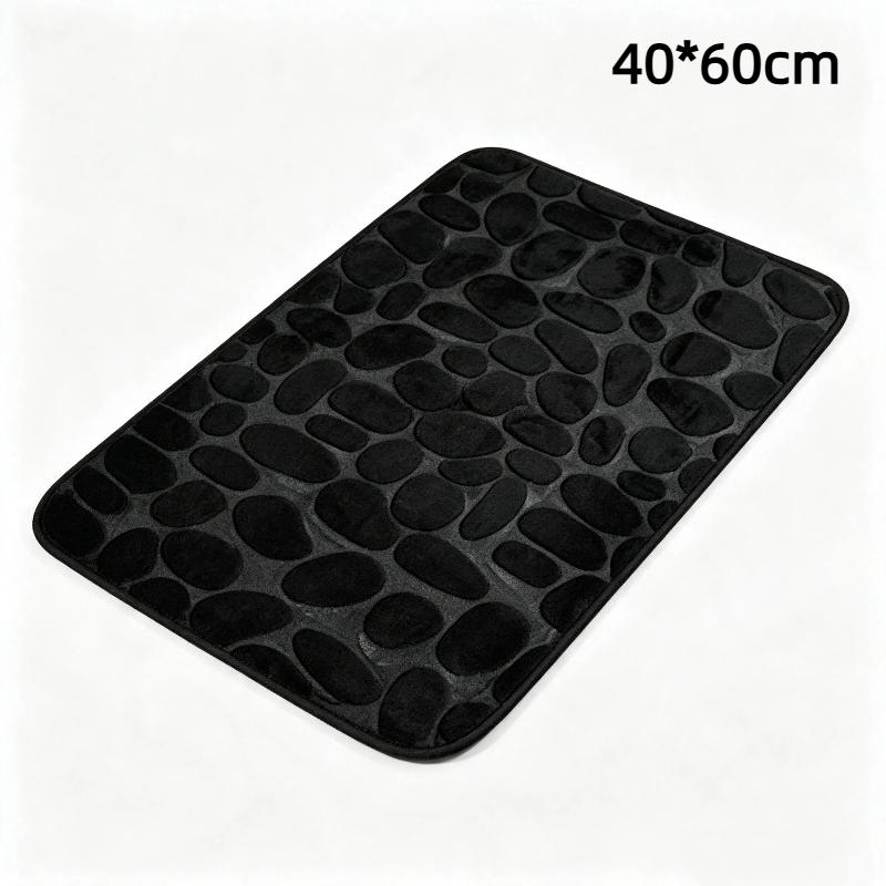 Non Slip Absorbent Bathroom Rug Set Grey Soft Pebble Design 1/2 Piece for Bathroom Toilet Front Floor Use