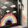 Rainbow Cloud Window Stickers, 6PCS Non-Adhesive Suncatchers Stickers Prism Vinyl Decals Anti Collision Window Clings for Home Decor Window Film Glass