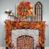 5.7 Feet Autumn Wreath Hanging Vine Maple Leaf Garland Fall Decoration For Home Christmas Wreath Wedding Decor Holiday Seasonal Decoration