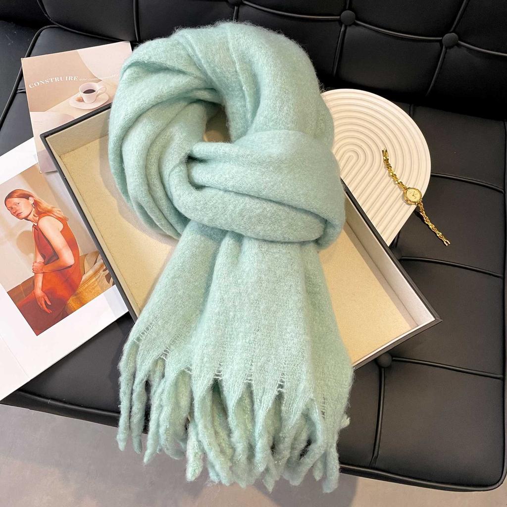 Haute couture version! Double-sided thickened women's beige big scarf, solid color scarf in autumn and winter