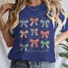 4th Of July Bows America Print Tshirt For Women Summer Casual Tshirts Short Sleeve Tops July 4th Gifts Independence Day Tshirt