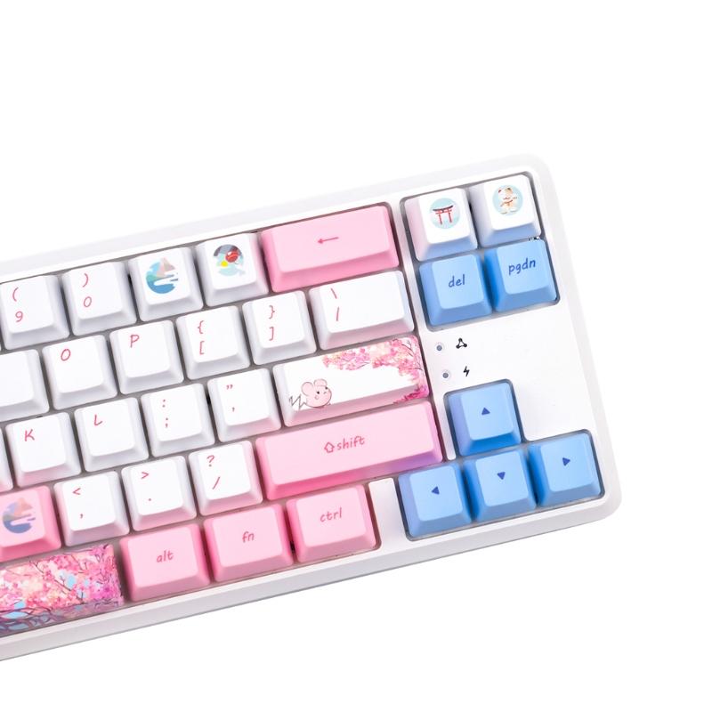 118 клавиш/комплект OEM-профиль Blue Girlish Keycap для механической клавиатуры PBT Dye Sublimation для клавиш Лучший подарок для