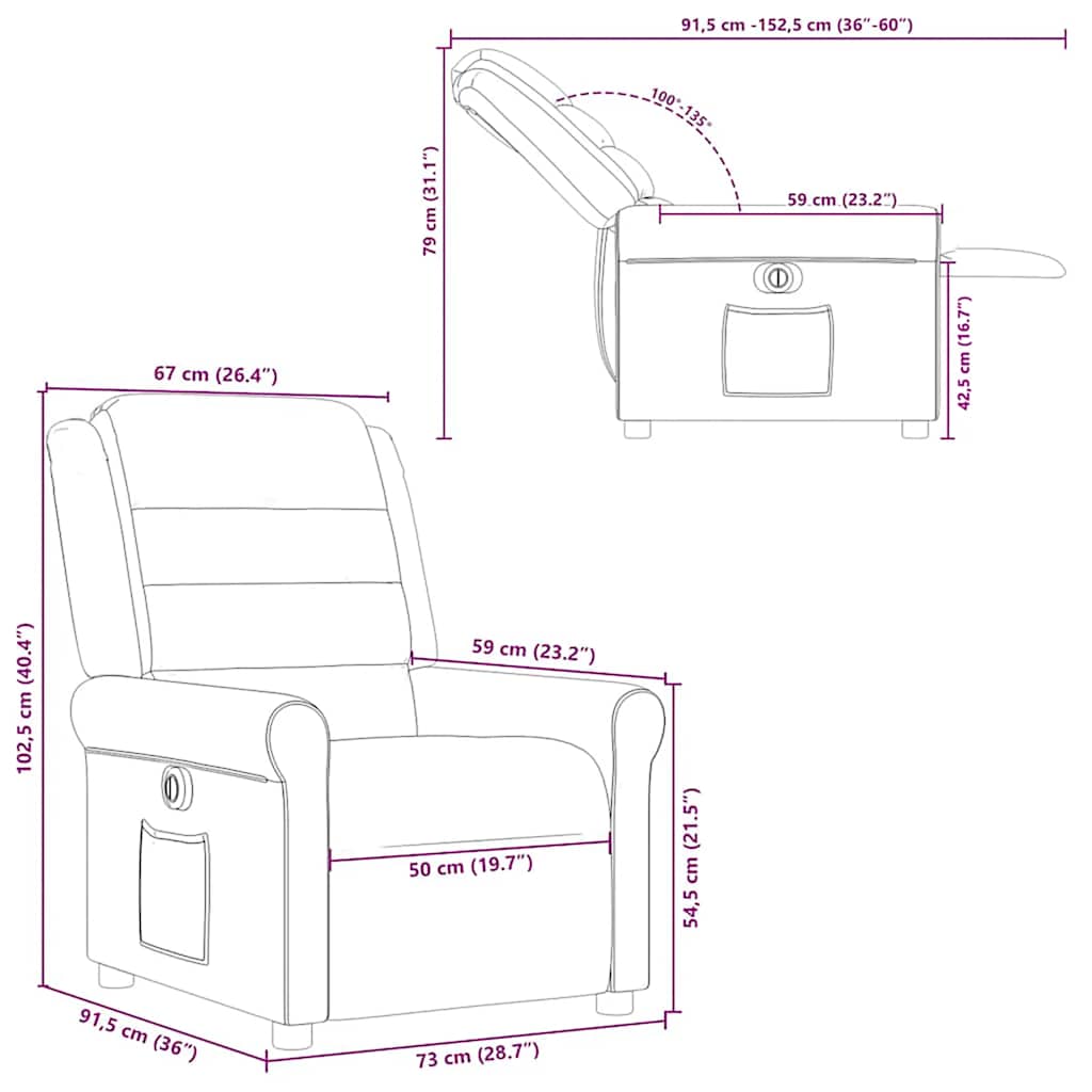 Electric Recliner Chair Dark Green Fabric