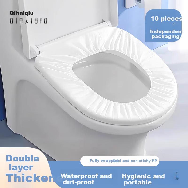 QIHAIQIU Disposable Toilet Seat Covers for Postpartum Women, 10-Pack Travel Hotel Full Coverage Extra Large Thick Waterproof Seat Protectors