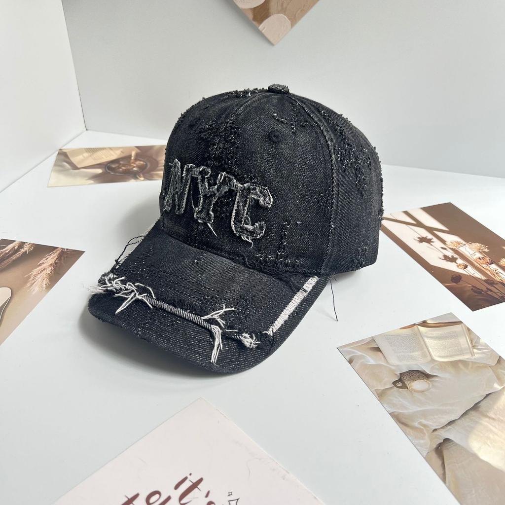 New cowboy bat women's ball hat American retro hole visor spring and autumn niche face small cap trendy man