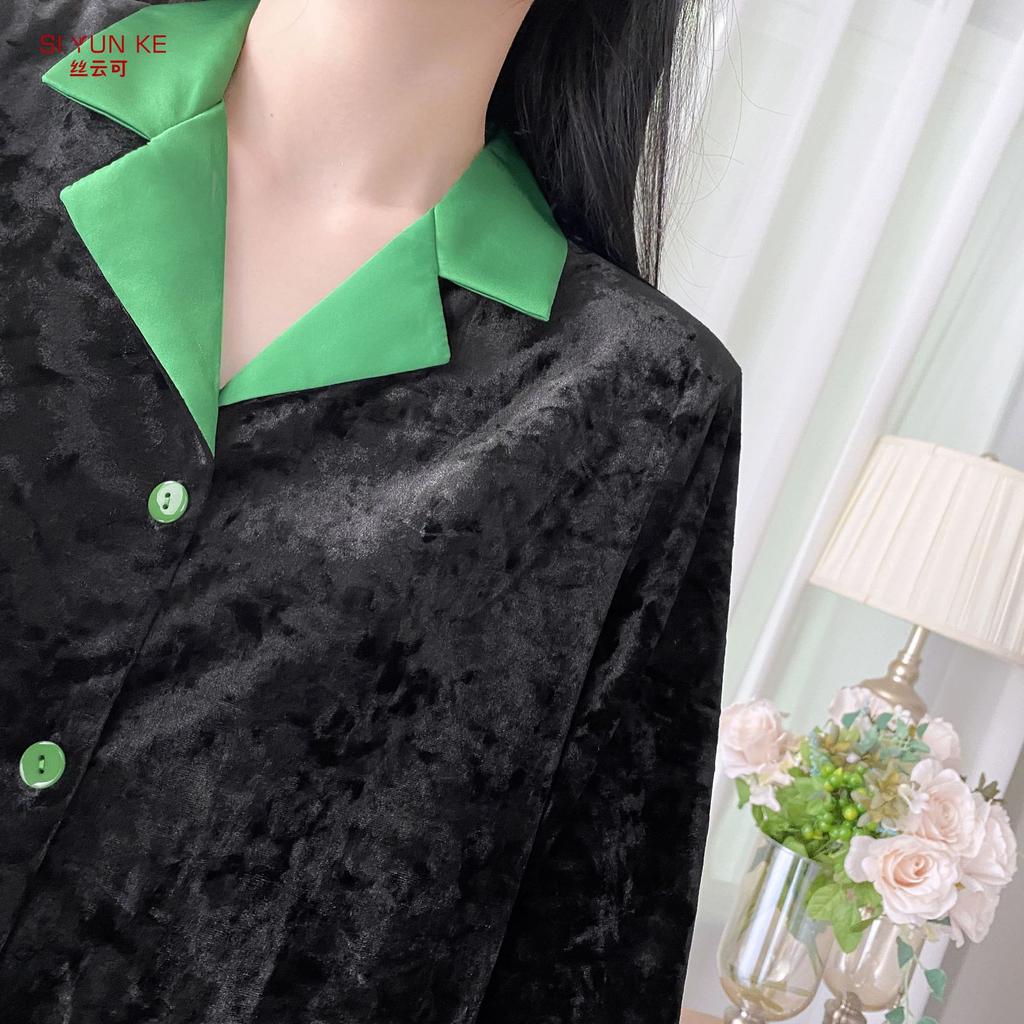 Autumn and winter thickened warm gold velvet pajamas, high-end cardigans, gold diamond velvet loungewear sets, popular live streaming item