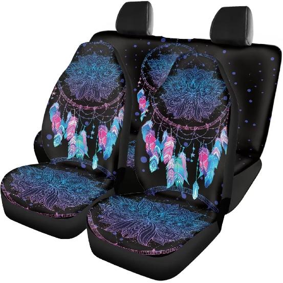 Чехлы на автомобильные сиденья с принтом коричневой коровы, 4 шт., Чехлы на передние и заднее сиденья автомобиля, Универсальные эластичные подушки на сиденья автомобиля, Защита салона автомобиля