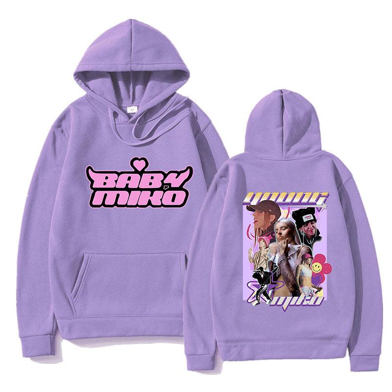 Худи для молодежи Мико Смешной принт Унисекс Мужская Женская Мода Хип-хоп Повседневный Унисекс Осень Зима Флис Уличная одежда Топы
