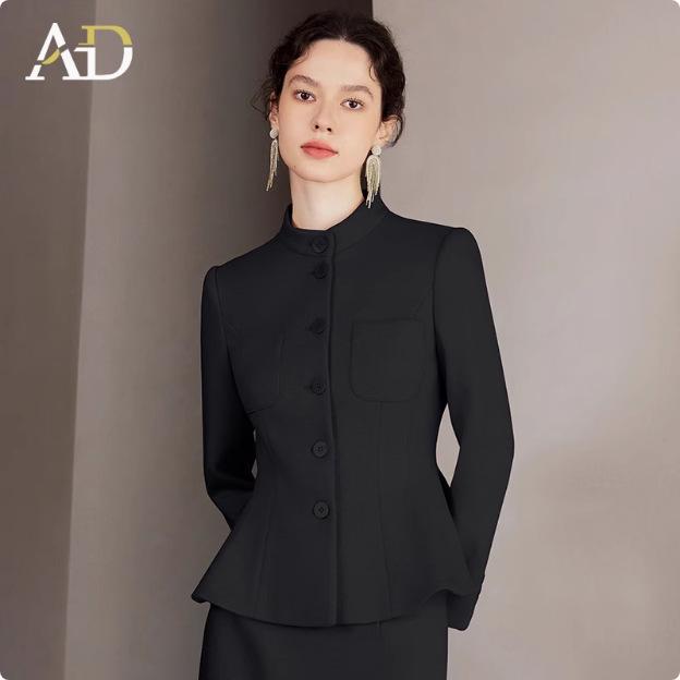 AD Winter Women's High-End Pink Wool Blend Blazer & Pants Set - Elegant Professional Outfit