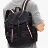 Bally Красно-белый полосатый рюкзак из ткани большой емкости с пряжкой и логотипом Мужские рюкзаки Темно-синий CREW-SM-T-57
